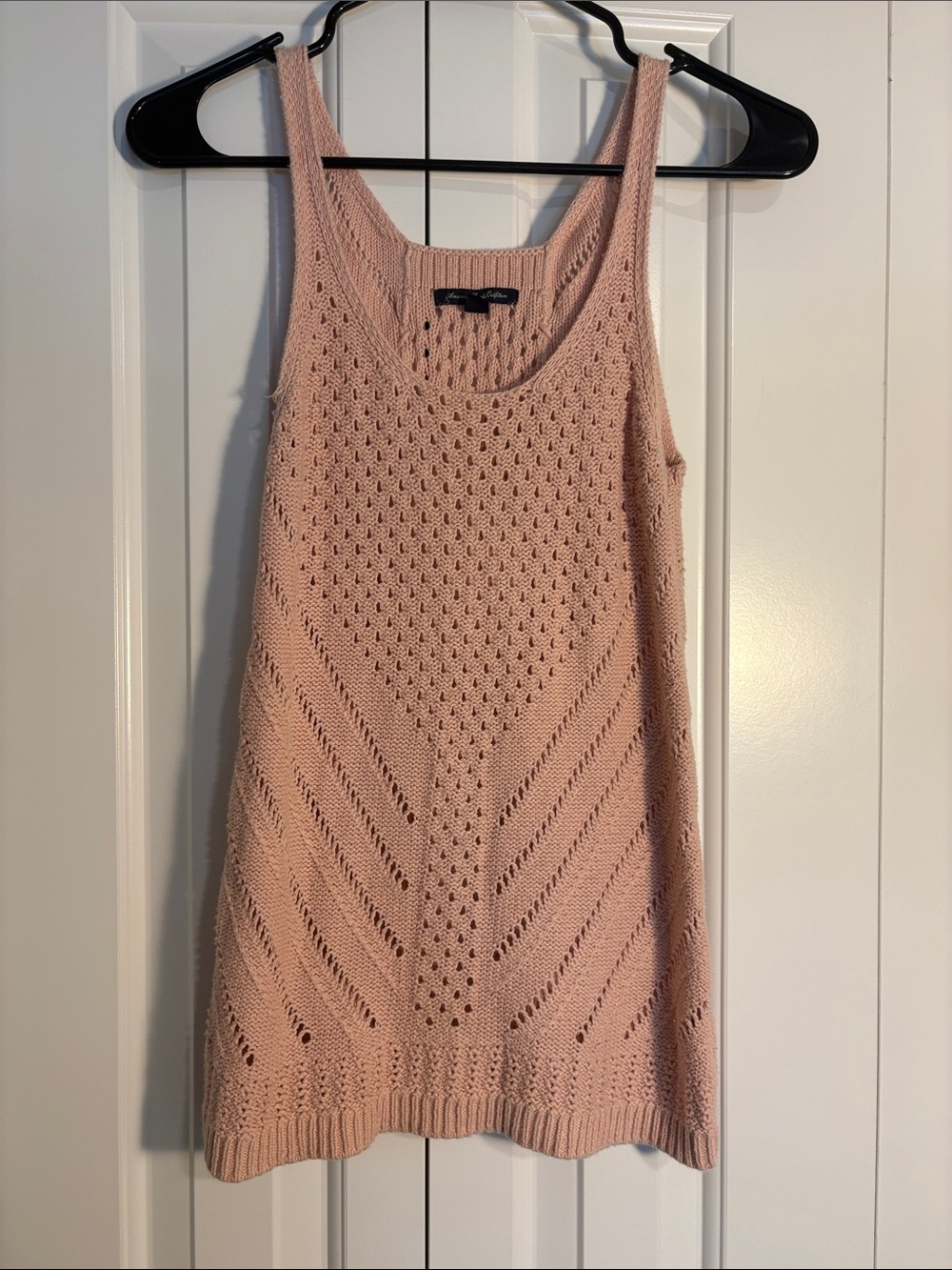 American Eagle Outfitters Blush Pink Knit Eyelet Tank